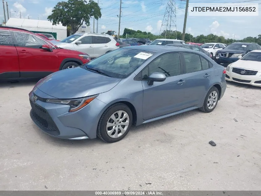 JTDEPMAE2MJ156852 2021 Toyota Corolla Le