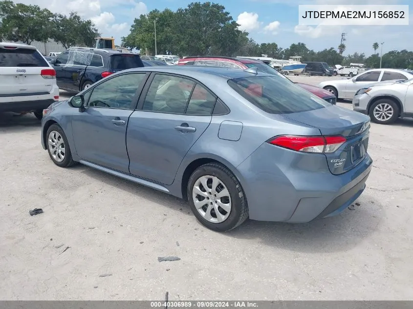 2021 Toyota Corolla Le VIN: JTDEPMAE2MJ156852 Lot: 40306989