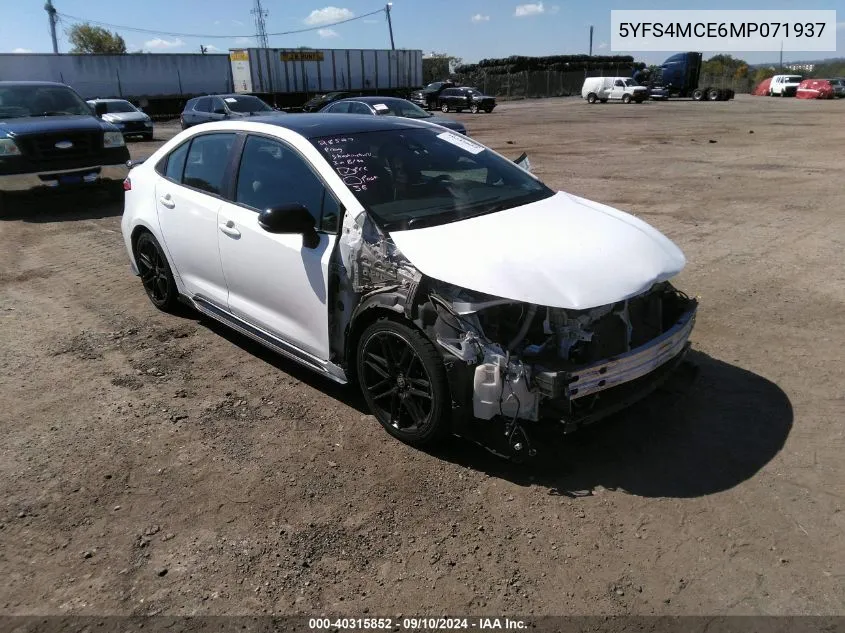 2021 Toyota Corolla Se Apex Edition VIN: 5YFS4MCE6MP071937 Lot: 40315852