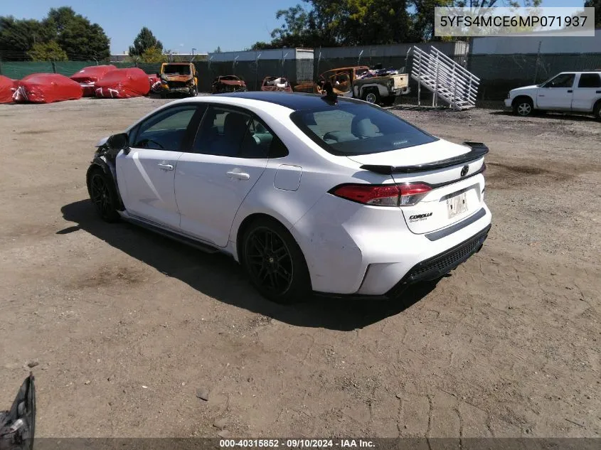 2021 Toyota Corolla Se Apex Edition VIN: 5YFS4MCE6MP071937 Lot: 40315852