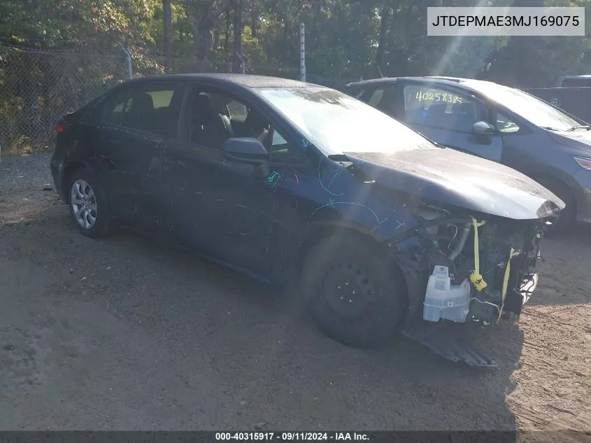 JTDEPMAE3MJ169075 2021 Toyota Corolla Le