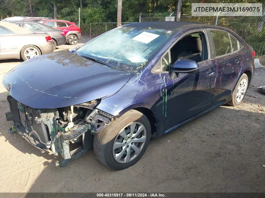 JTDEPMAE3MJ169075 2021 Toyota Corolla Le