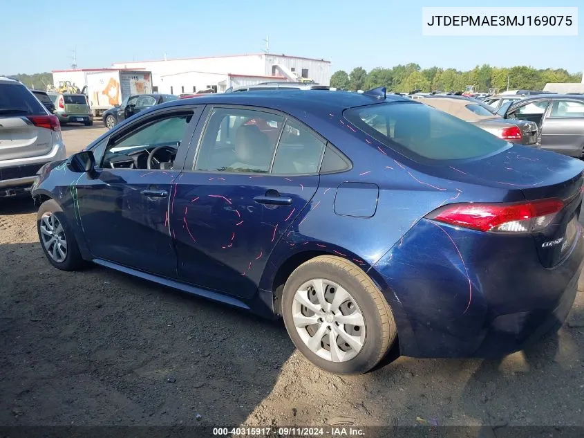 JTDEPMAE3MJ169075 2021 Toyota Corolla Le