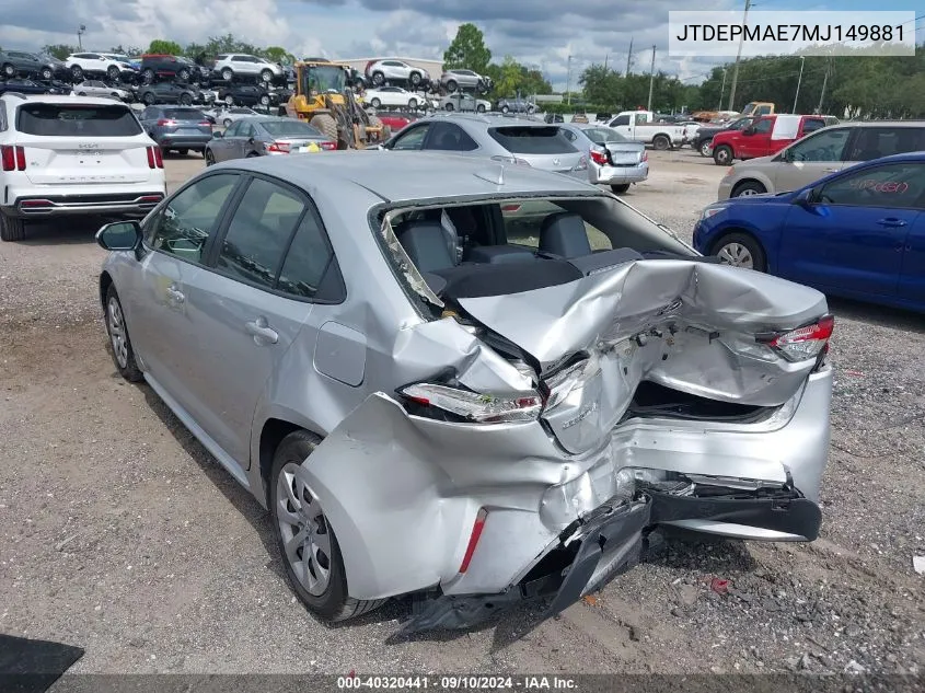 JTDEPMAE7MJ149881 2021 Toyota Corolla Le