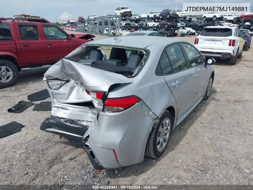 JTDEPMAE7MJ149881 2021 Toyota Corolla Le