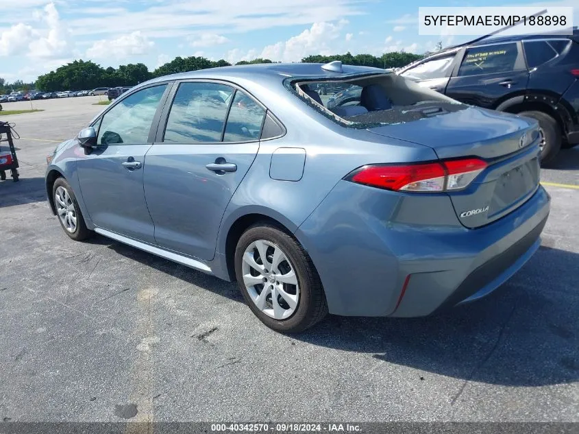 2021 Toyota Corolla Le VIN: 5YFEPMAE5MP188898 Lot: 40342570