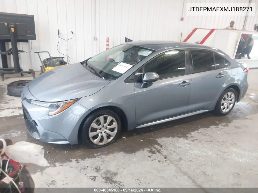 2021 Toyota Corolla Le VIN: JTDEPMAEXMJ188271 Lot: 40345108