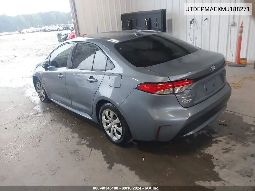 2021 Toyota Corolla Le VIN: JTDEPMAEXMJ188271 Lot: 40345108