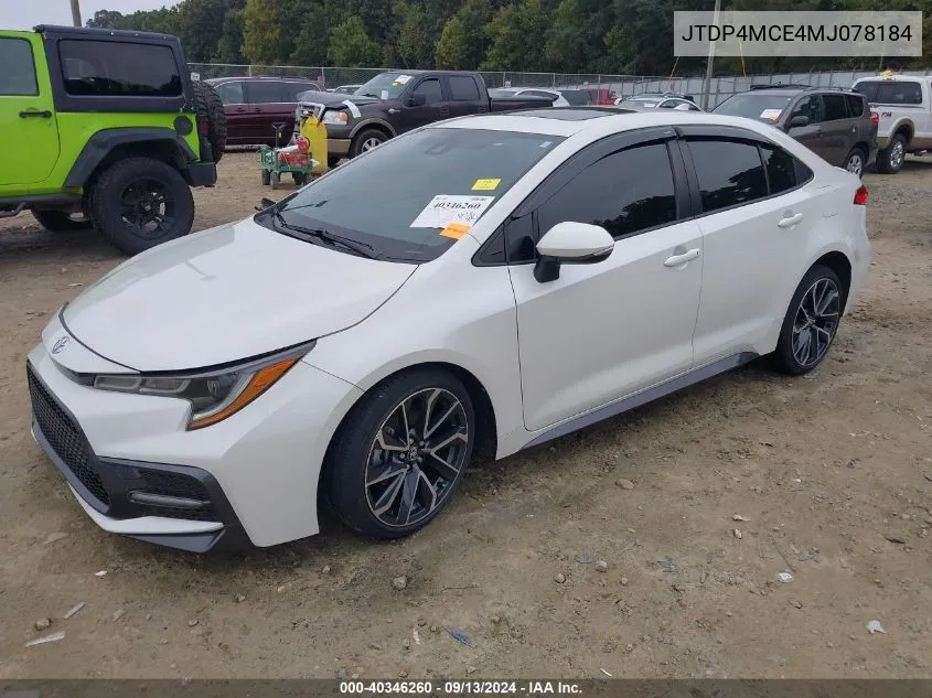 2021 Toyota Corolla Se VIN: JTDP4MCE4MJ078184 Lot: 40346260