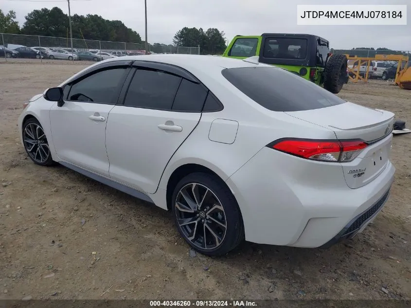 2021 Toyota Corolla Se VIN: JTDP4MCE4MJ078184 Lot: 40346260