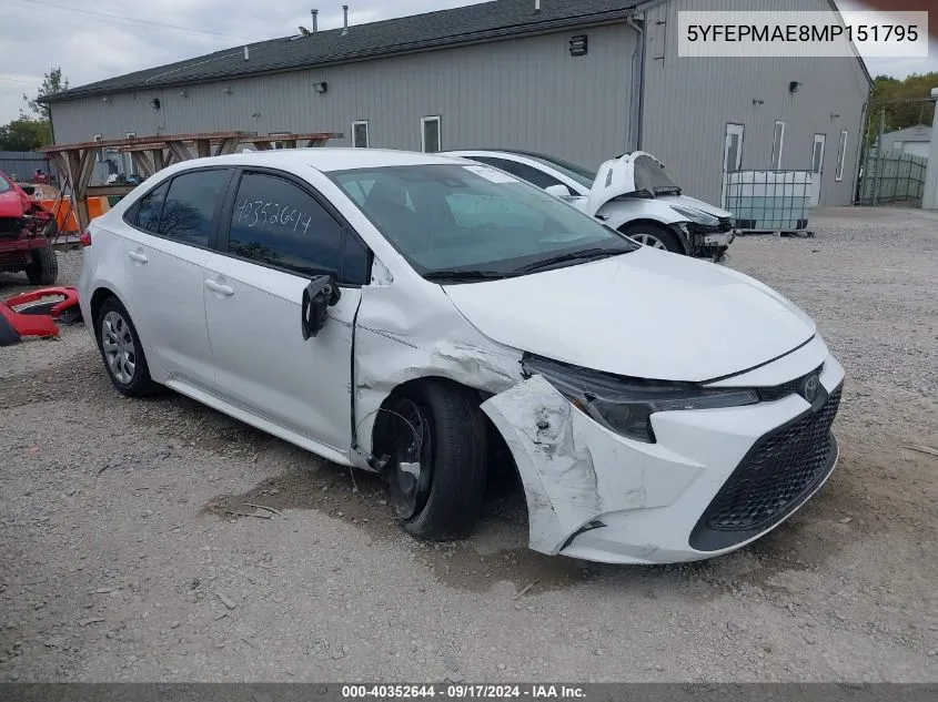 5YFEPMAE8MP151795 2021 Toyota Corolla Le