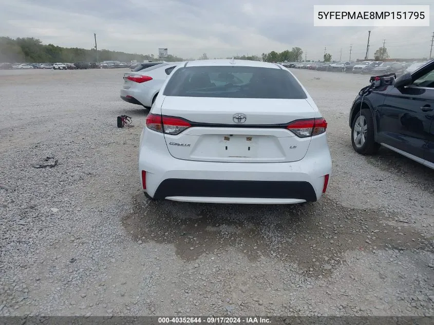 5YFEPMAE8MP151795 2021 Toyota Corolla Le