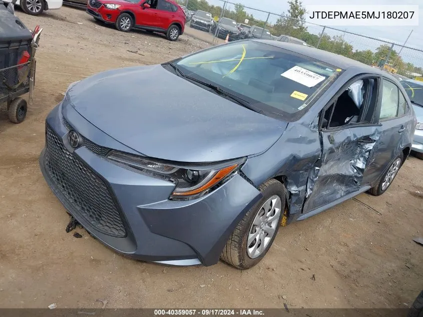 2021 Toyota Corolla Le VIN: JTDEPMAE5MJ180207 Lot: 40359057