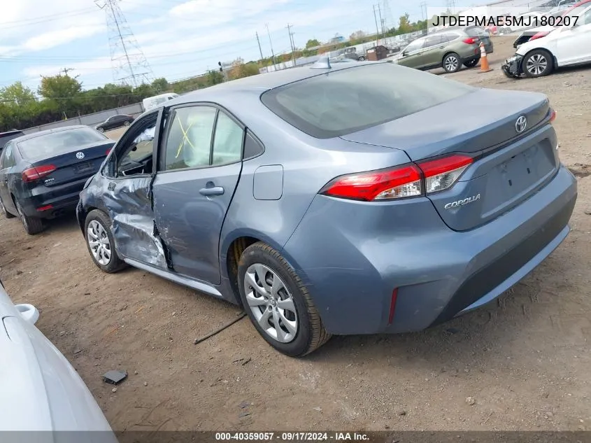 2021 Toyota Corolla Le VIN: JTDEPMAE5MJ180207 Lot: 40359057