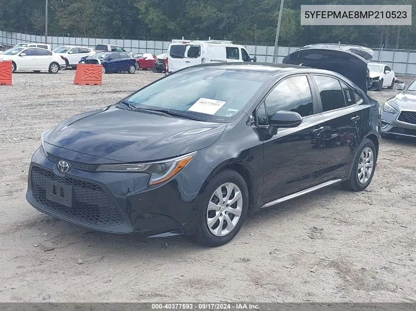 2021 Toyota Corolla Le VIN: 5YFEPMAE8MP210523 Lot: 40377593