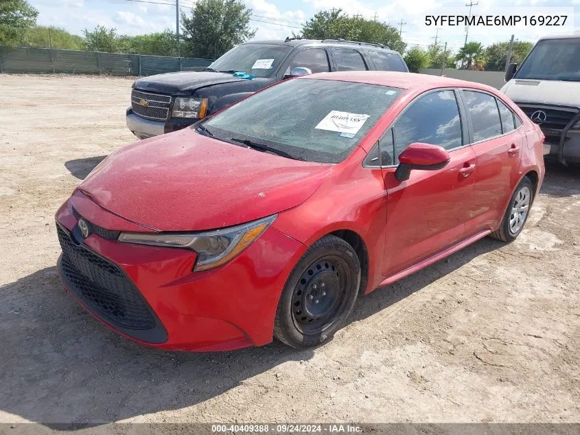 2021 Toyota Corolla Le VIN: 5YFEPMAE6MP169227 Lot: 40409388