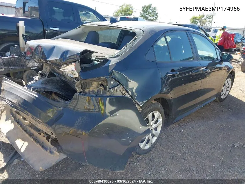 5YFEPMAE3MP174966 2021 Toyota Corolla Le