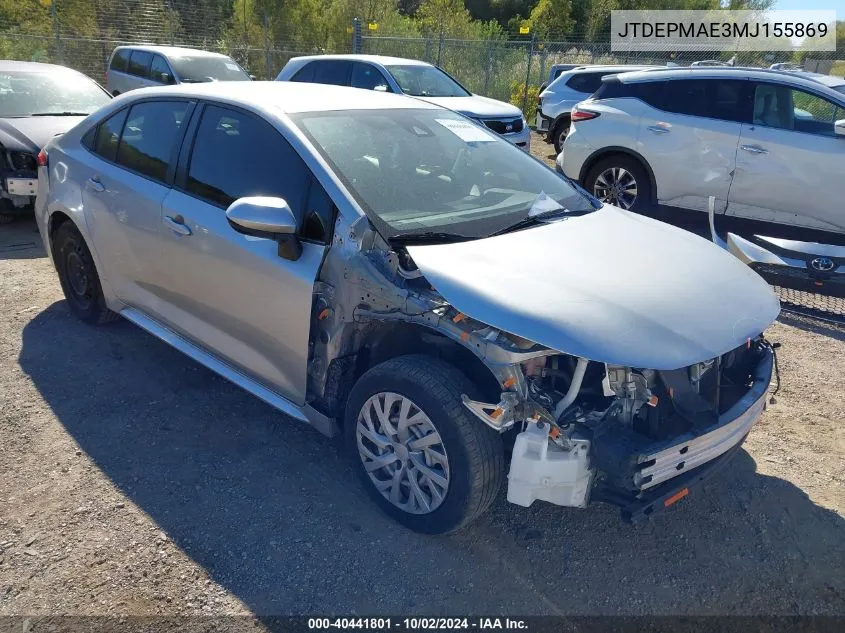 JTDEPMAE3MJ155869 2021 Toyota Corolla Le