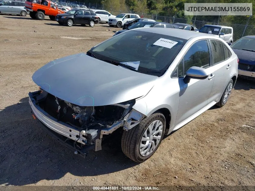 2021 Toyota Corolla Le VIN: JTDEPMAE3MJ155869 Lot: 40441801