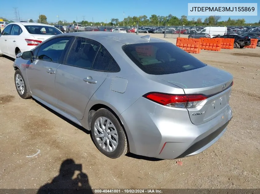 JTDEPMAE3MJ155869 2021 Toyota Corolla Le