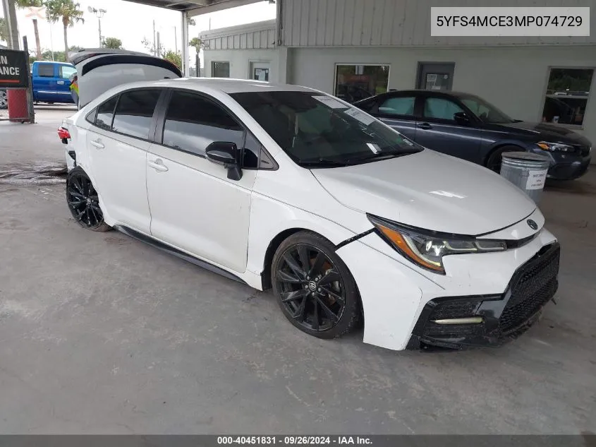 2021 Toyota Corolla Se Nightshade Edition VIN: 5YFS4MCE3MP074729 Lot: 40451831