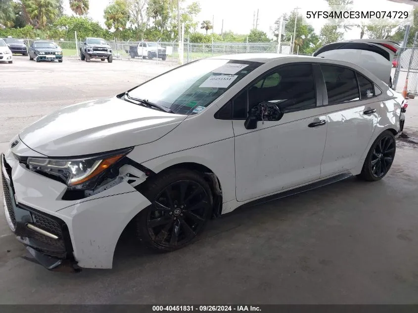 2021 Toyota Corolla Se Nightshade Edition VIN: 5YFS4MCE3MP074729 Lot: 40451831