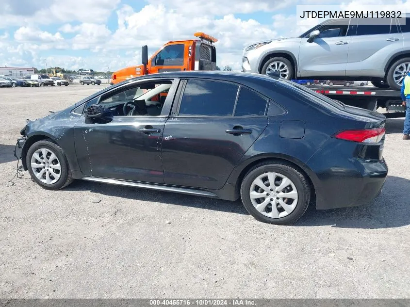 2021 Toyota Corolla Le VIN: JTDEPMAE9MJ119832 Lot: 40455716