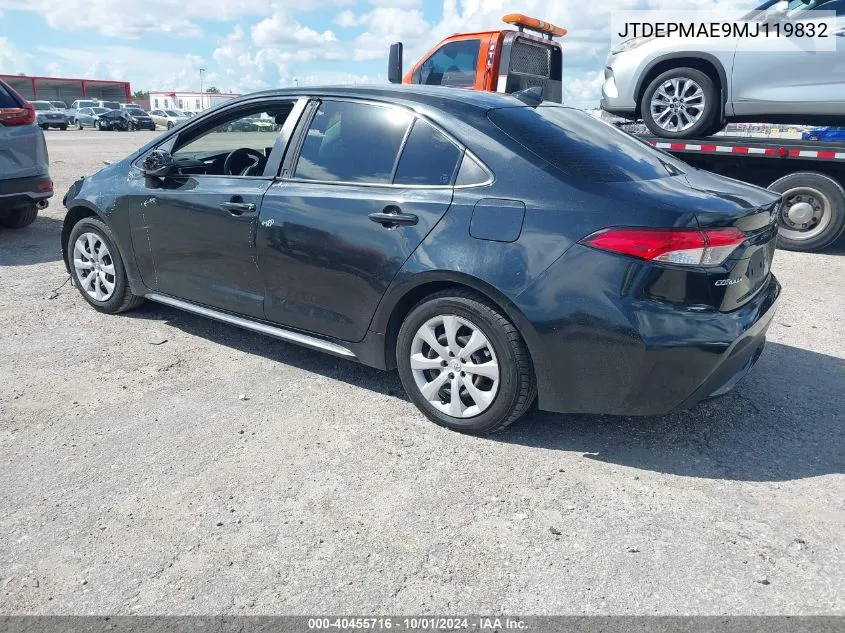 2021 Toyota Corolla Le VIN: JTDEPMAE9MJ119832 Lot: 40455716