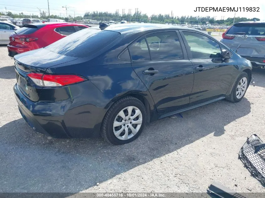 2021 Toyota Corolla Le VIN: JTDEPMAE9MJ119832 Lot: 40455716