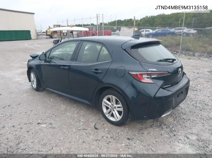 2021 Toyota Corolla Se VIN: JTND4MBE9M3135158 Lot: 40458035