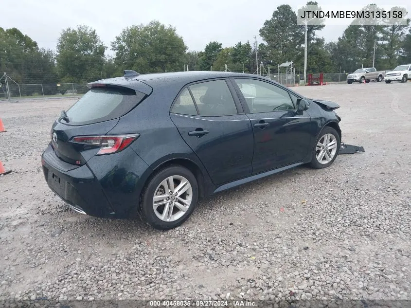 2021 Toyota Corolla Se VIN: JTND4MBE9M3135158 Lot: 40458035