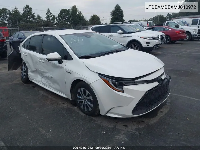 2021 Toyota Corolla Hybrid Le VIN: JTDEAMDEXMJ010972 Lot: 40461212