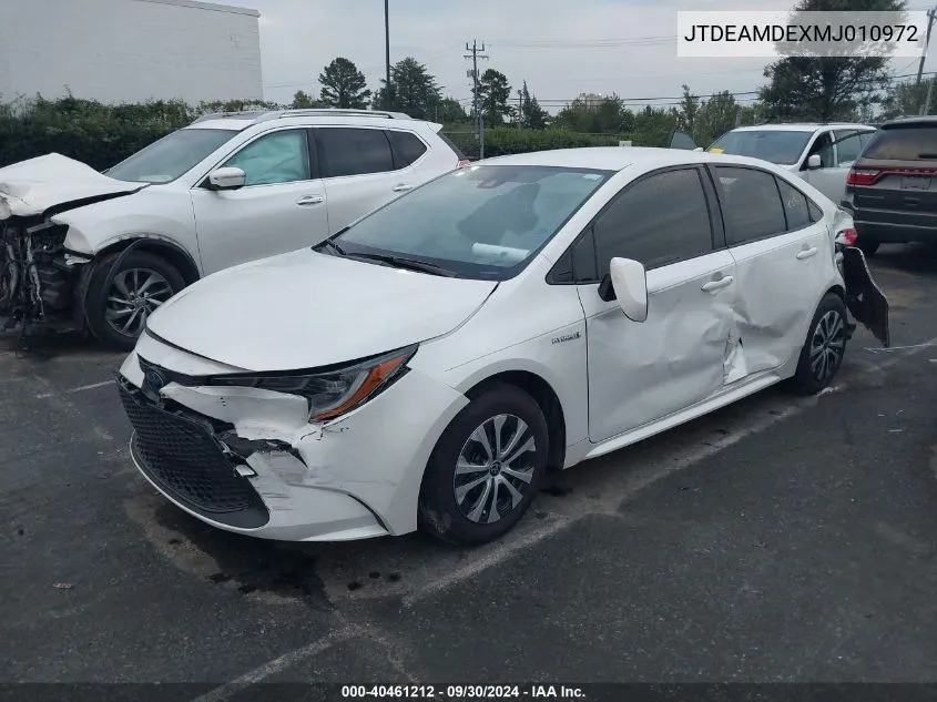 JTDEAMDEXMJ010972 2021 Toyota Corolla Hybrid Le