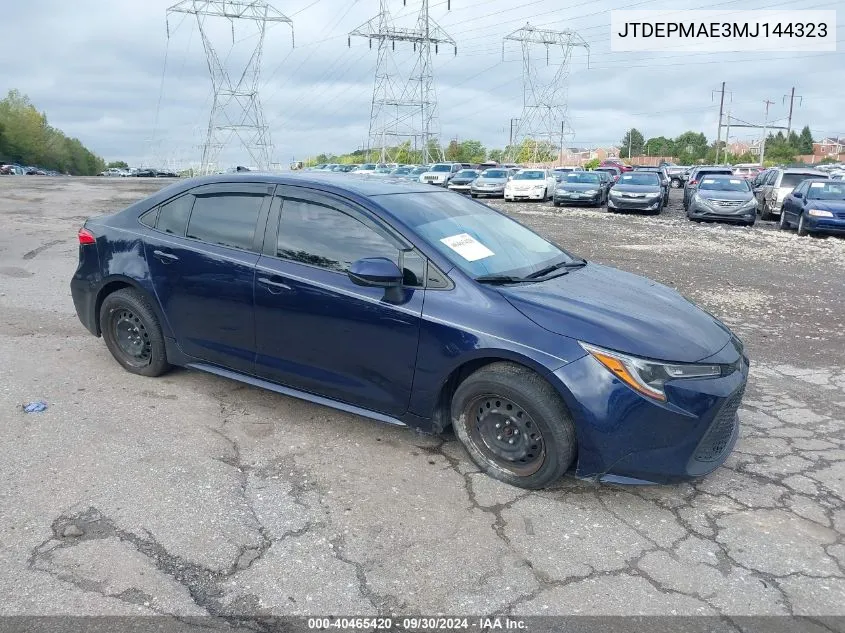 2021 Toyota Corolla Le VIN: JTDEPMAE3MJ144323 Lot: 40465420