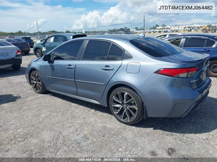 2021 Toyota Corolla Xse VIN: JTDT4MCEXMJ064482 Lot: 40471824