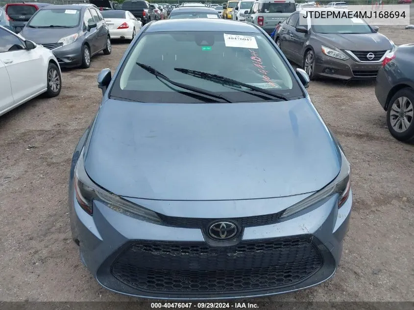 JTDEPMAE4MJ168694 2021 Toyota Corolla Le