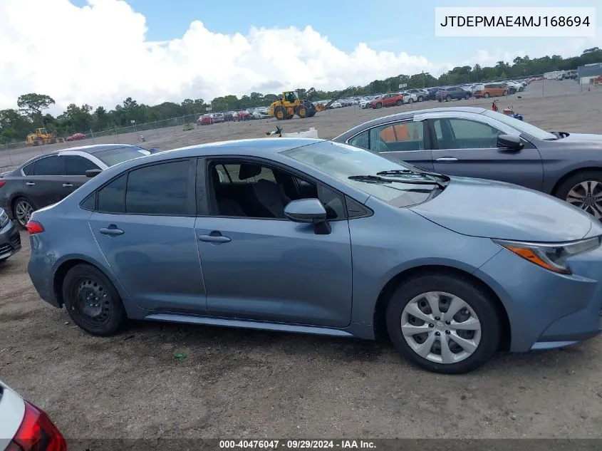 JTDEPMAE4MJ168694 2021 Toyota Corolla Le