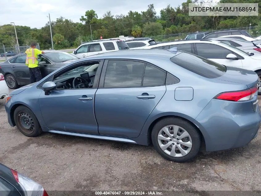 2021 Toyota Corolla Le VIN: JTDEPMAE4MJ168694 Lot: 40476047