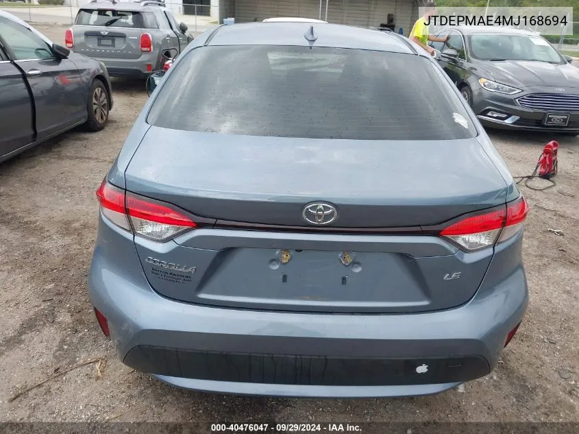 JTDEPMAE4MJ168694 2021 Toyota Corolla Le