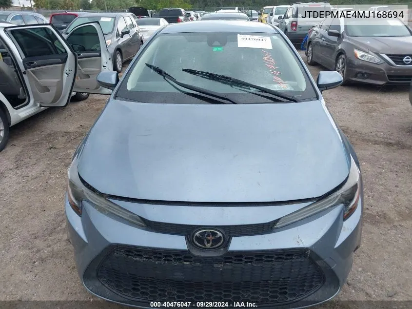 JTDEPMAE4MJ168694 2021 Toyota Corolla Le