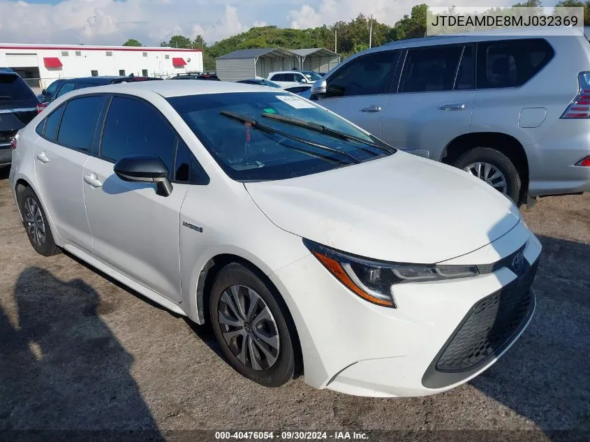 2021 Toyota Corolla Le VIN: JTDEAMDE8MJ032369 Lot: 40476054