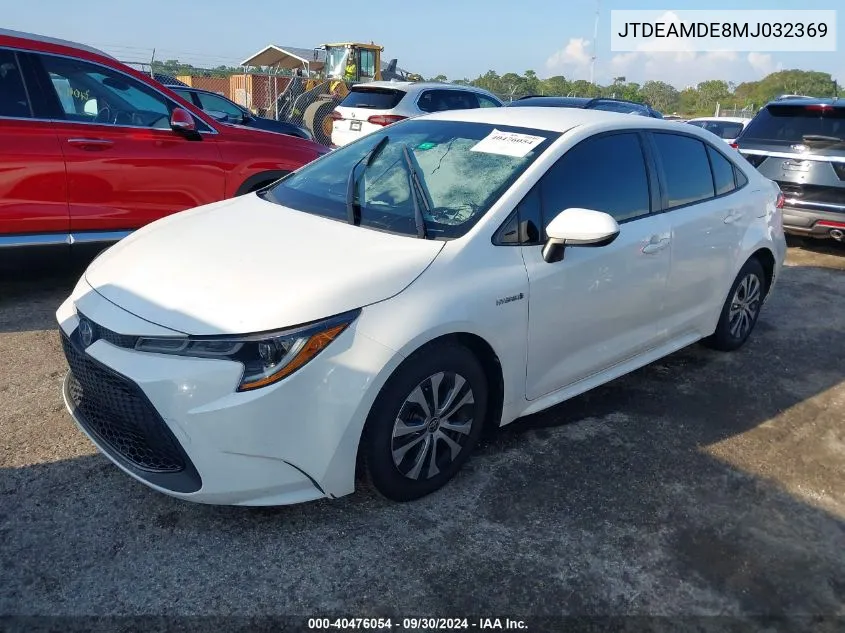 2021 Toyota Corolla Le VIN: JTDEAMDE8MJ032369 Lot: 40476054