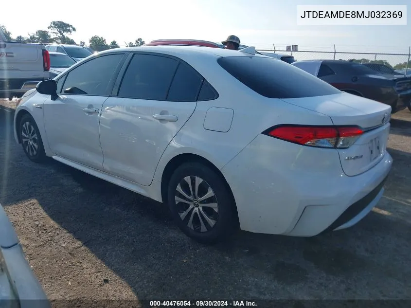 2021 Toyota Corolla Le VIN: JTDEAMDE8MJ032369 Lot: 40476054