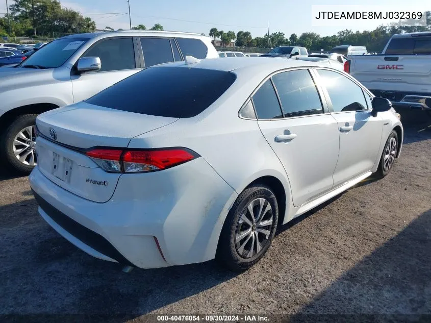 2021 Toyota Corolla Le VIN: JTDEAMDE8MJ032369 Lot: 40476054