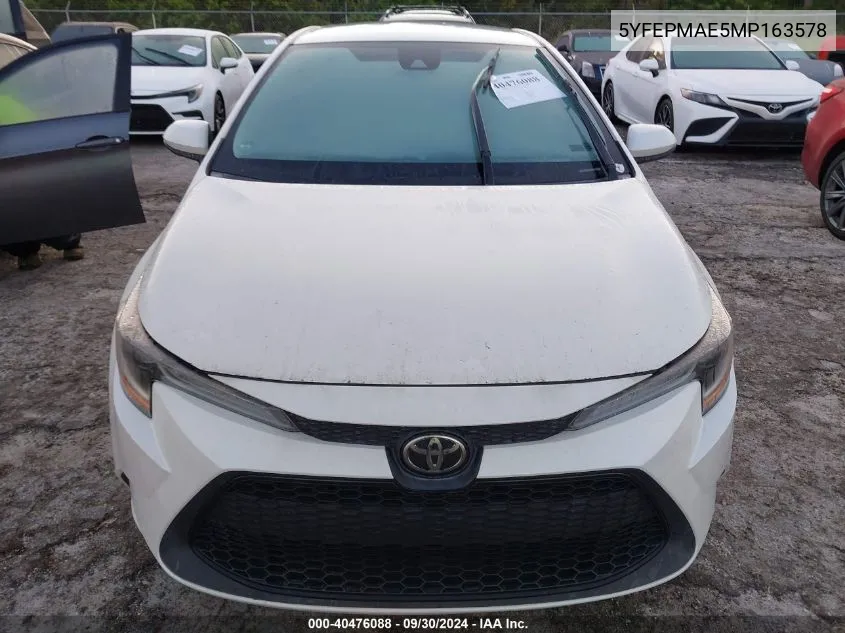 5YFEPMAE5MP163578 2021 Toyota Corolla Le