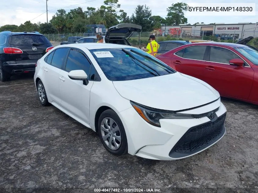 2021 Toyota Corolla Le VIN: 5YFEPMAE4MP148330 Lot: 40477492