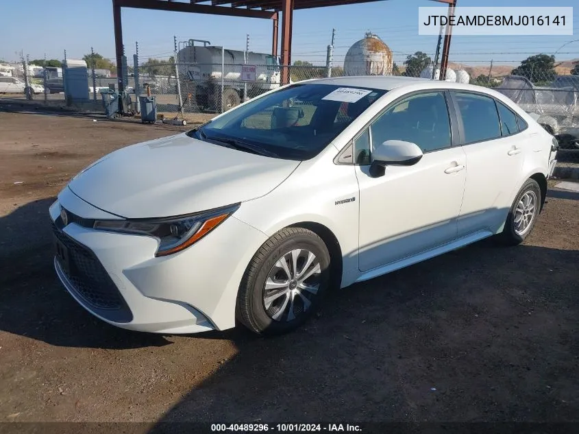 JTDEAMDE8MJ016141 2021 Toyota Corolla Hybrid Le