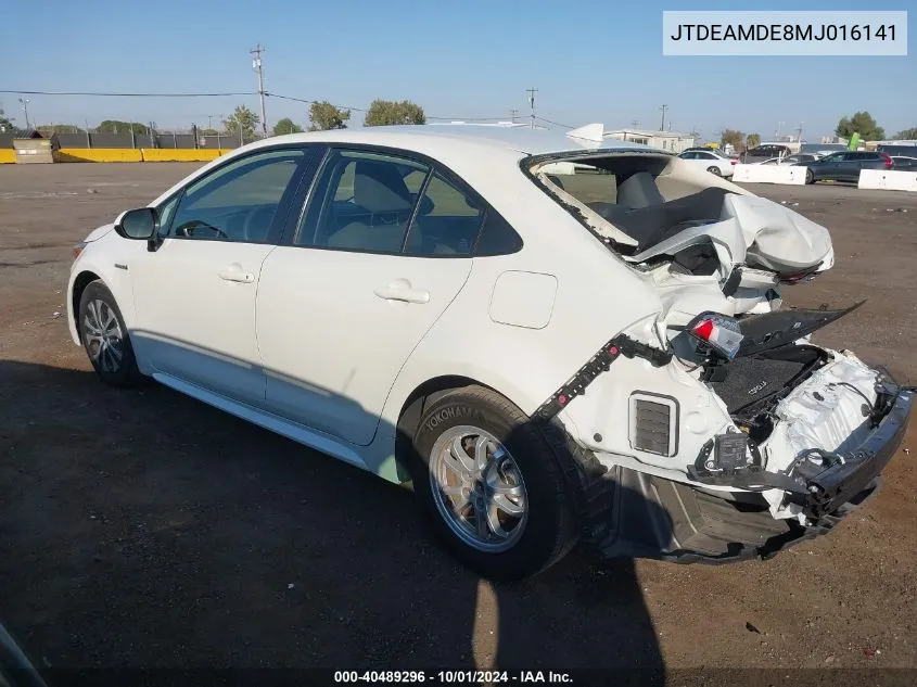 2021 Toyota Corolla Hybrid Le VIN: JTDEAMDE8MJ016141 Lot: 40489296