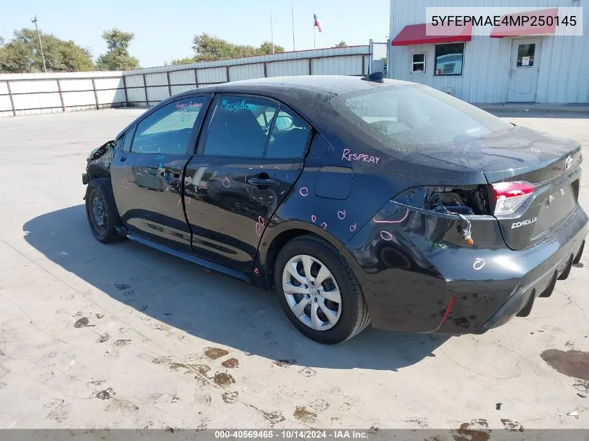 2021 Toyota Corolla Le VIN: 5YFEPMAE4MP250145 Lot: 40569465