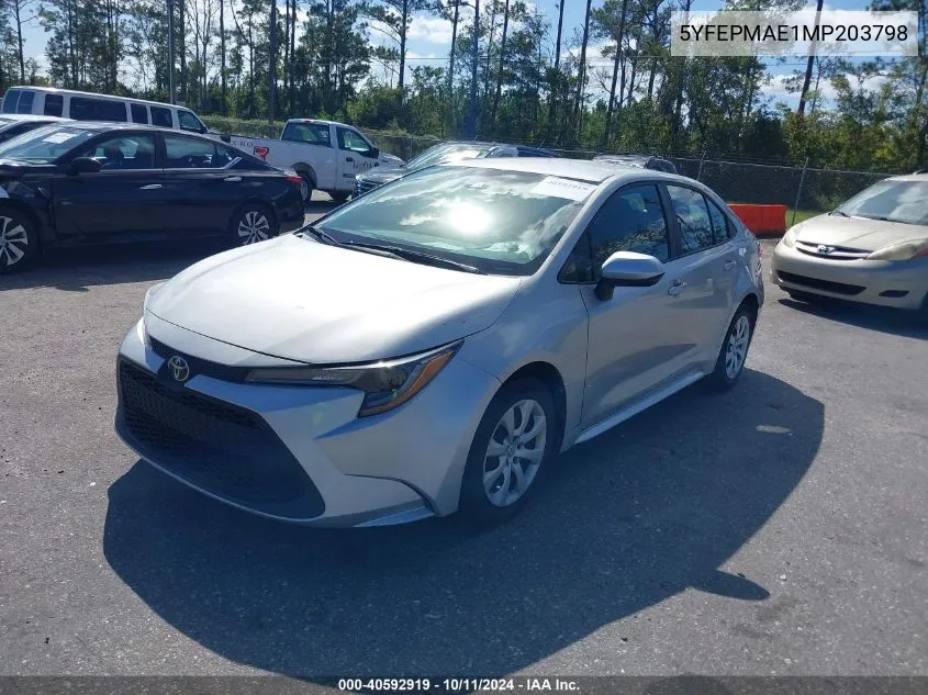 2021 Toyota Corolla Le VIN: 5YFEPMAE1MP203798 Lot: 40592919